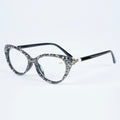 Handmade Rhinestone Cat Eye Reader Glasses G0399 - Gun Metal