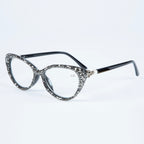 Handmade Rhinestone Cat Eye Reader Glasses G0399 - Gun Metal
