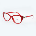 Handmade Rhinestone Cat Eye Reader Glasses G0399 - Red
