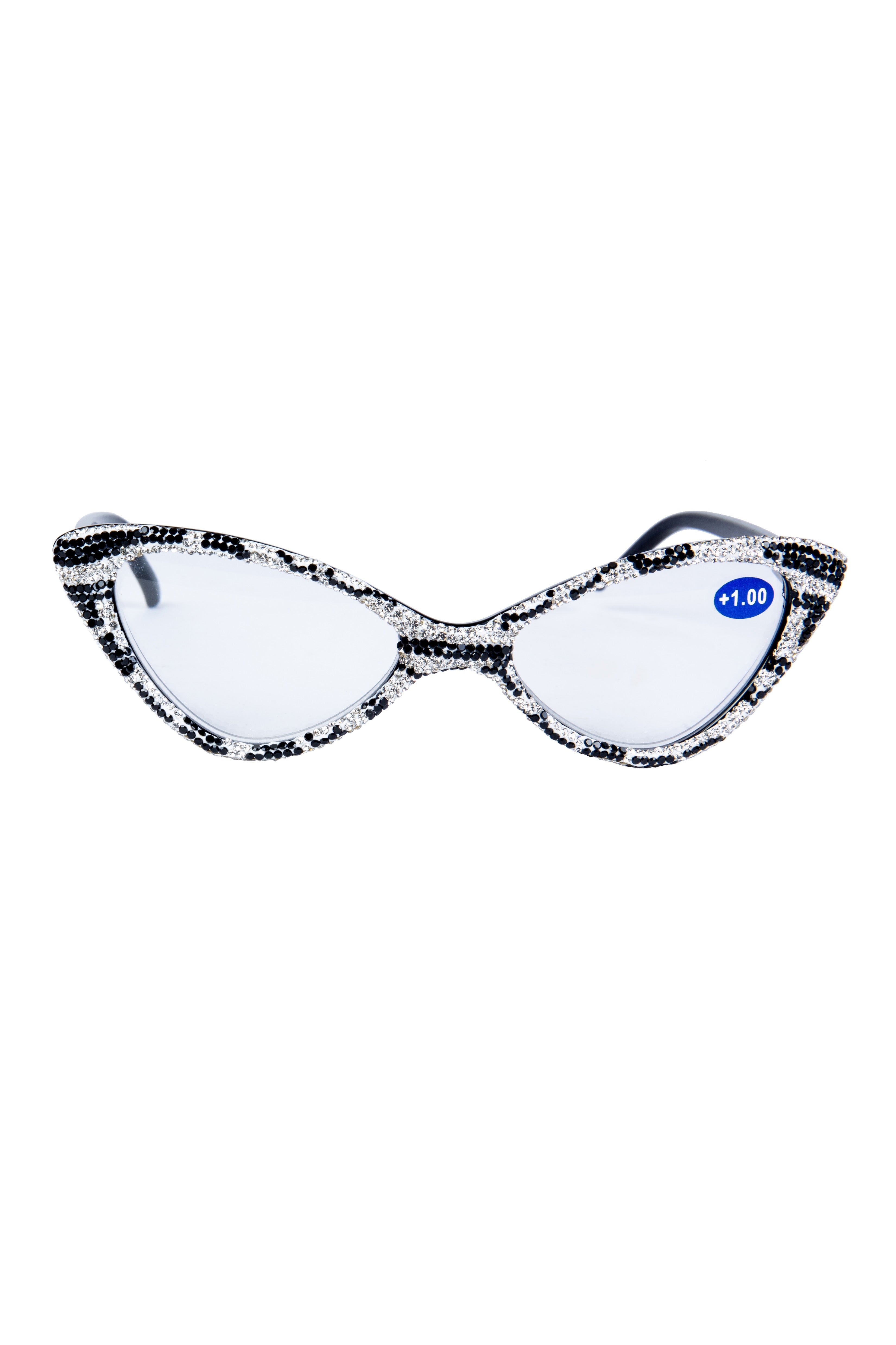 Handmade Rhinestone Cat Eye Reader Glasses G0404- White