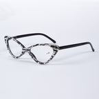 Handmade Rhinestone Cat Eye Reader Glasses G0404- White