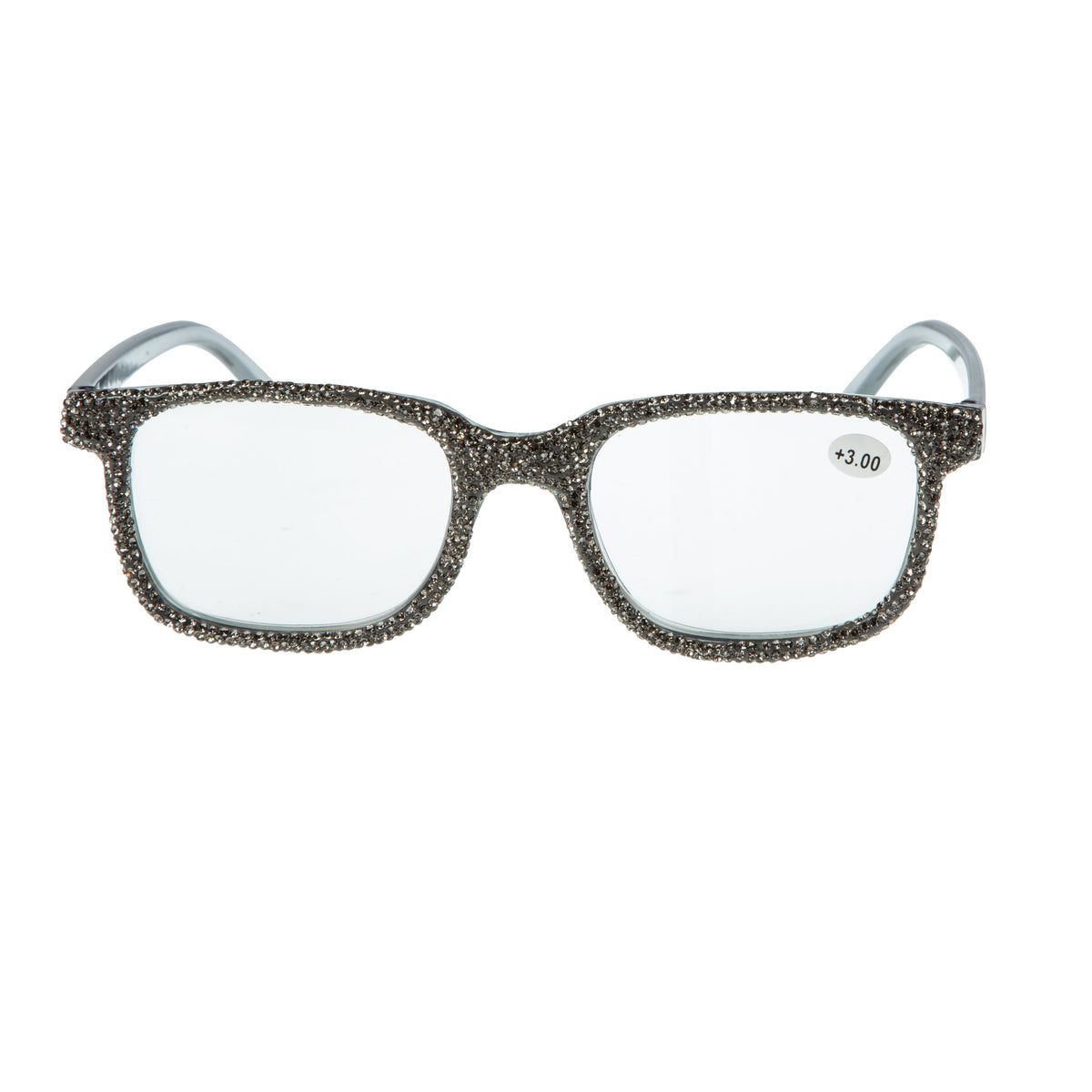 Handmade Rhinestone Rectangle Reader Glasses G0444-Grey