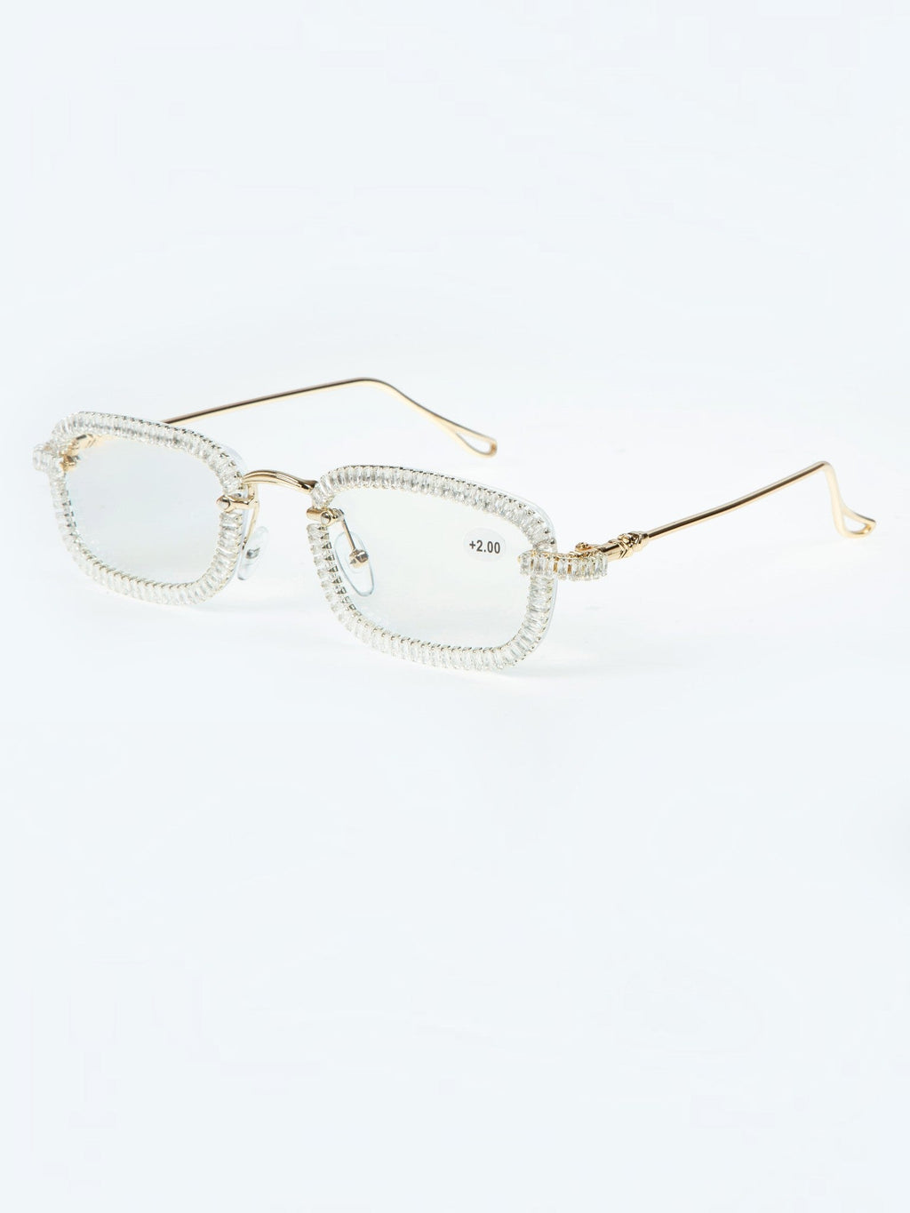 Handmade Rhinestone Round Reader Glasses G0446-Gold