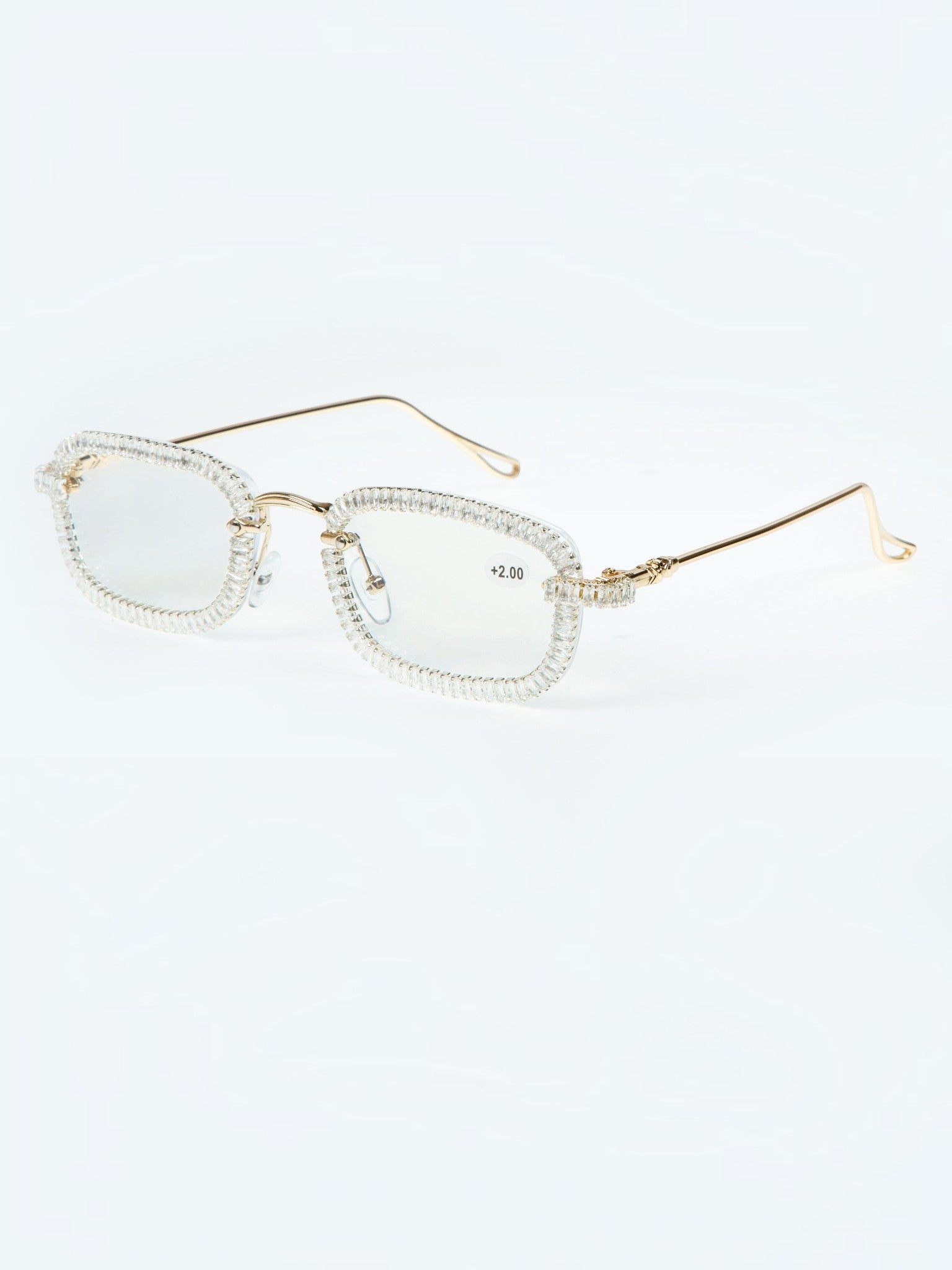 Handmade Rhinestone Round Reader Glasses G0446-Gold