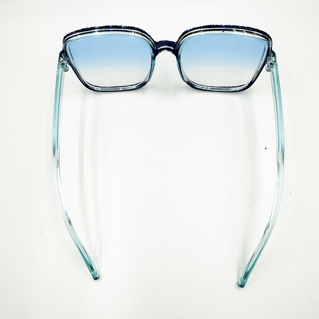 Handmade  Rhinestone Goggles Sunglasses  G0448-Blue