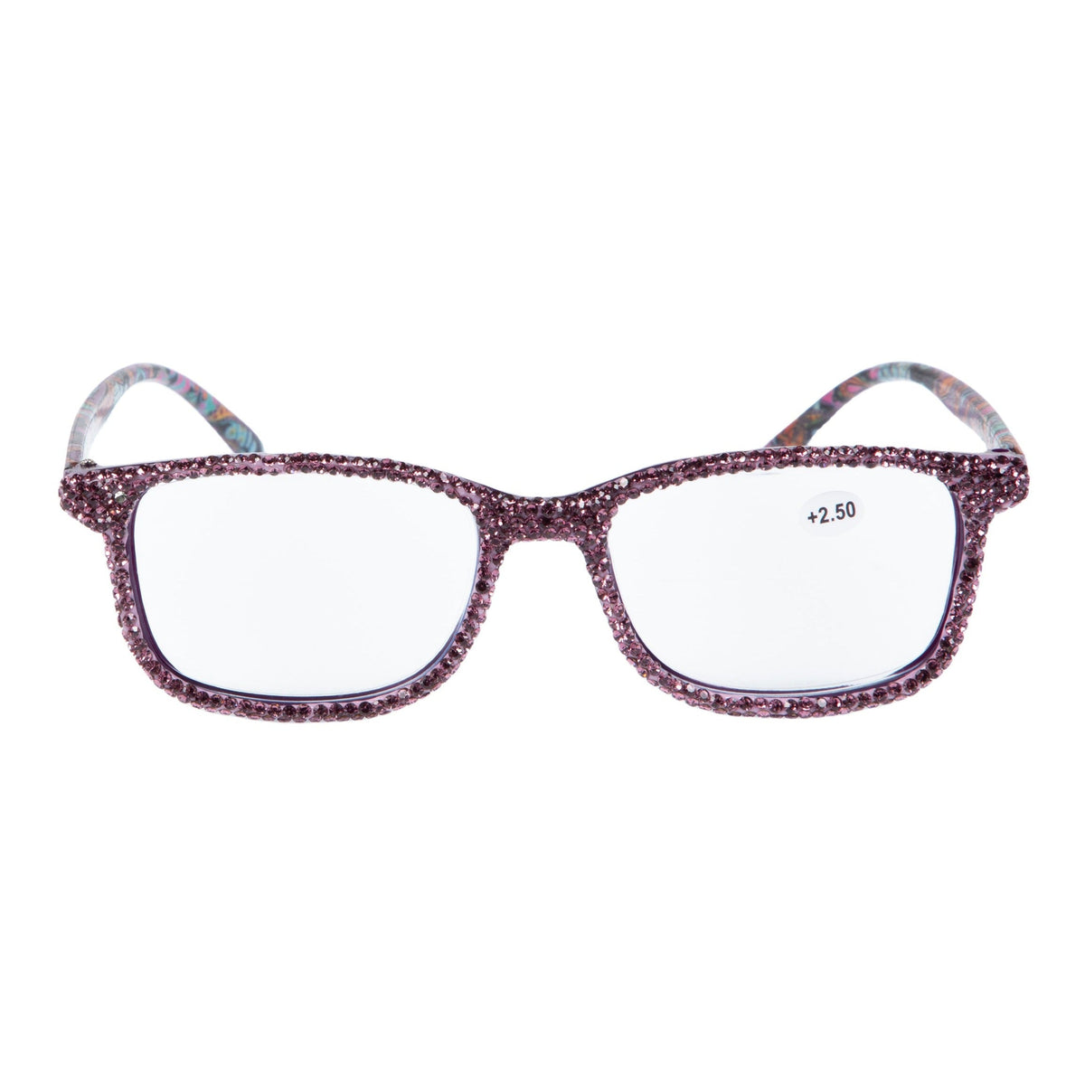 Handmade Rhinestone Rectangle Reader Glasses G0452-Purple