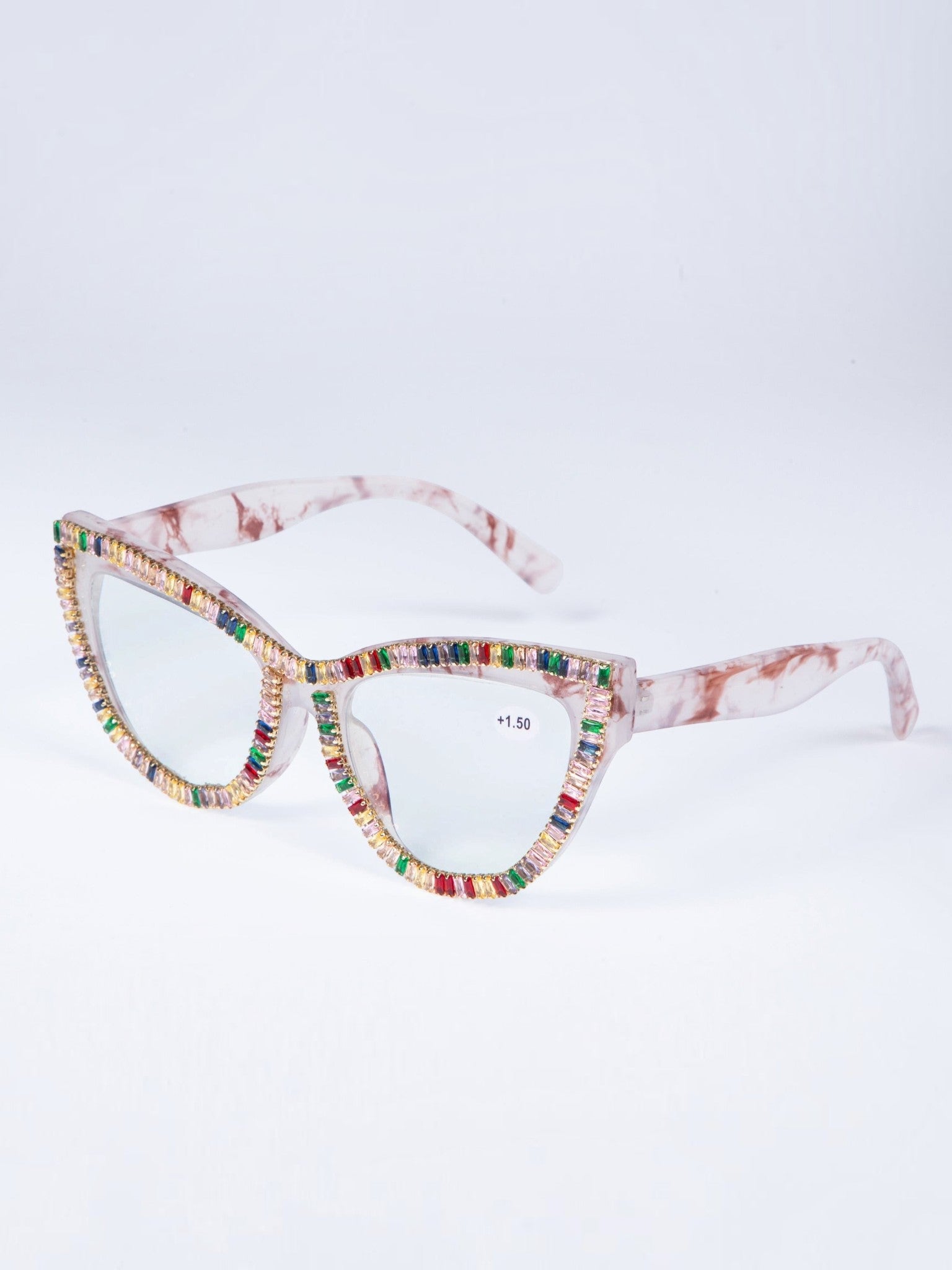 Handmade Rhinestone Cat Eye Reader G0455-Multi