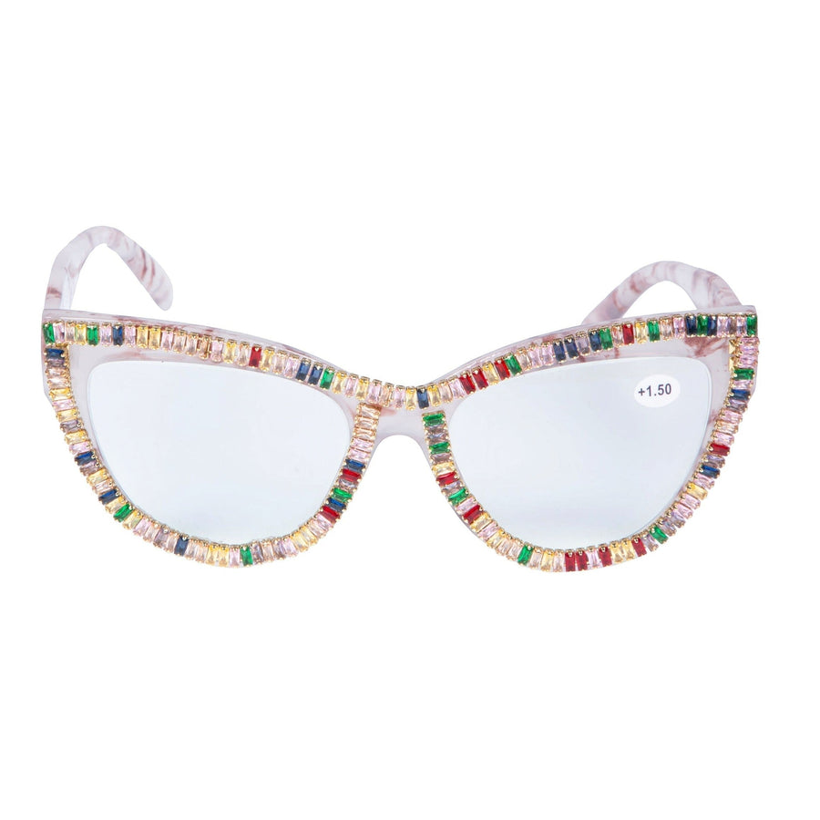 Handmade Rhinestone Cat-Eye Reader G0455-Multi