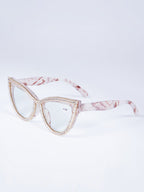 Handmade Rhinestone Cat Eye Reader G0455-White