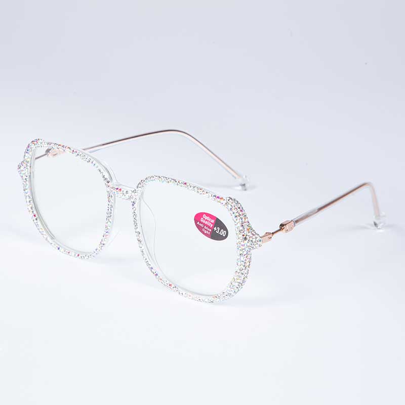 Handmade Rhinestone Square Reader Glasses G0468-AB