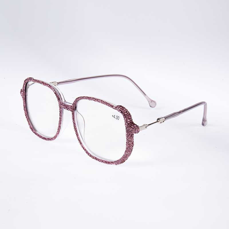 Handmade Rhinestone Square Reader Glasses G0468-Purple
