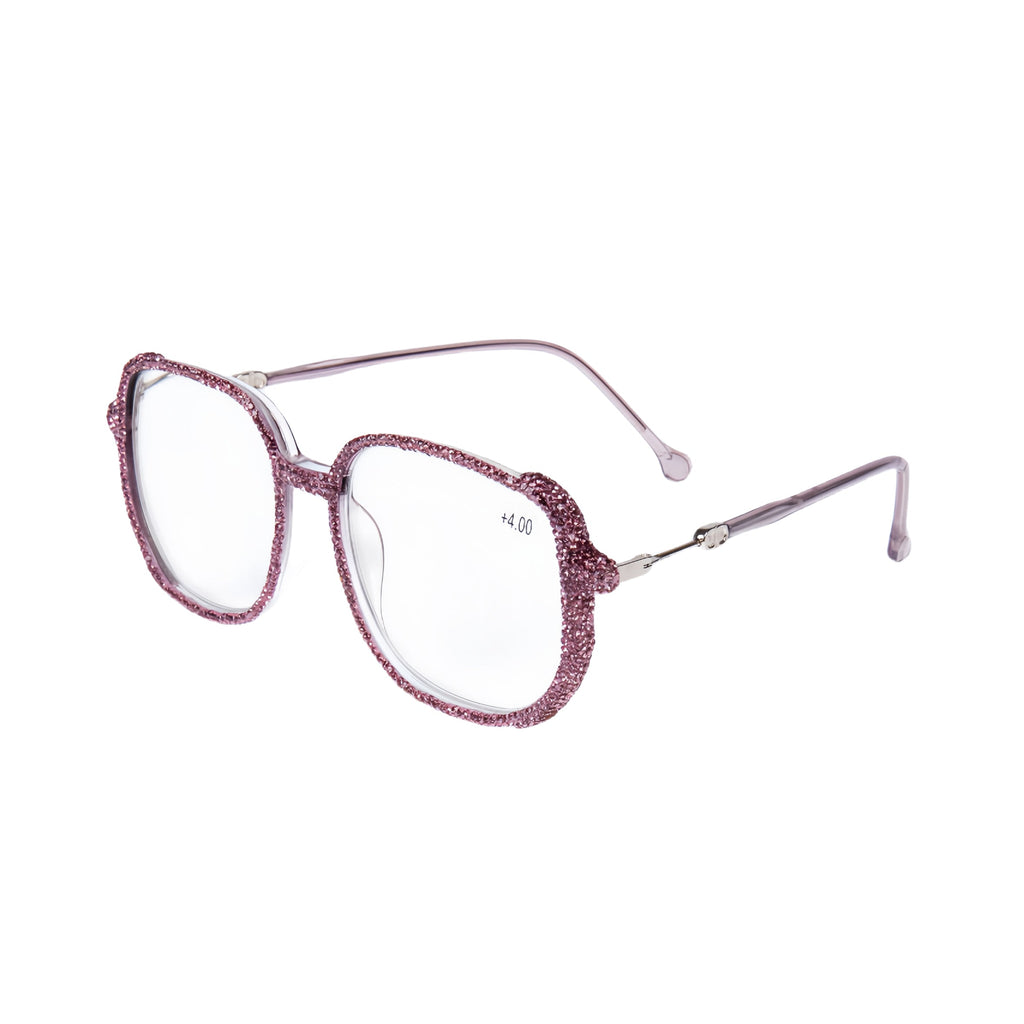 Handmade Rhinestone Square Reader Glasses G0468-Purple