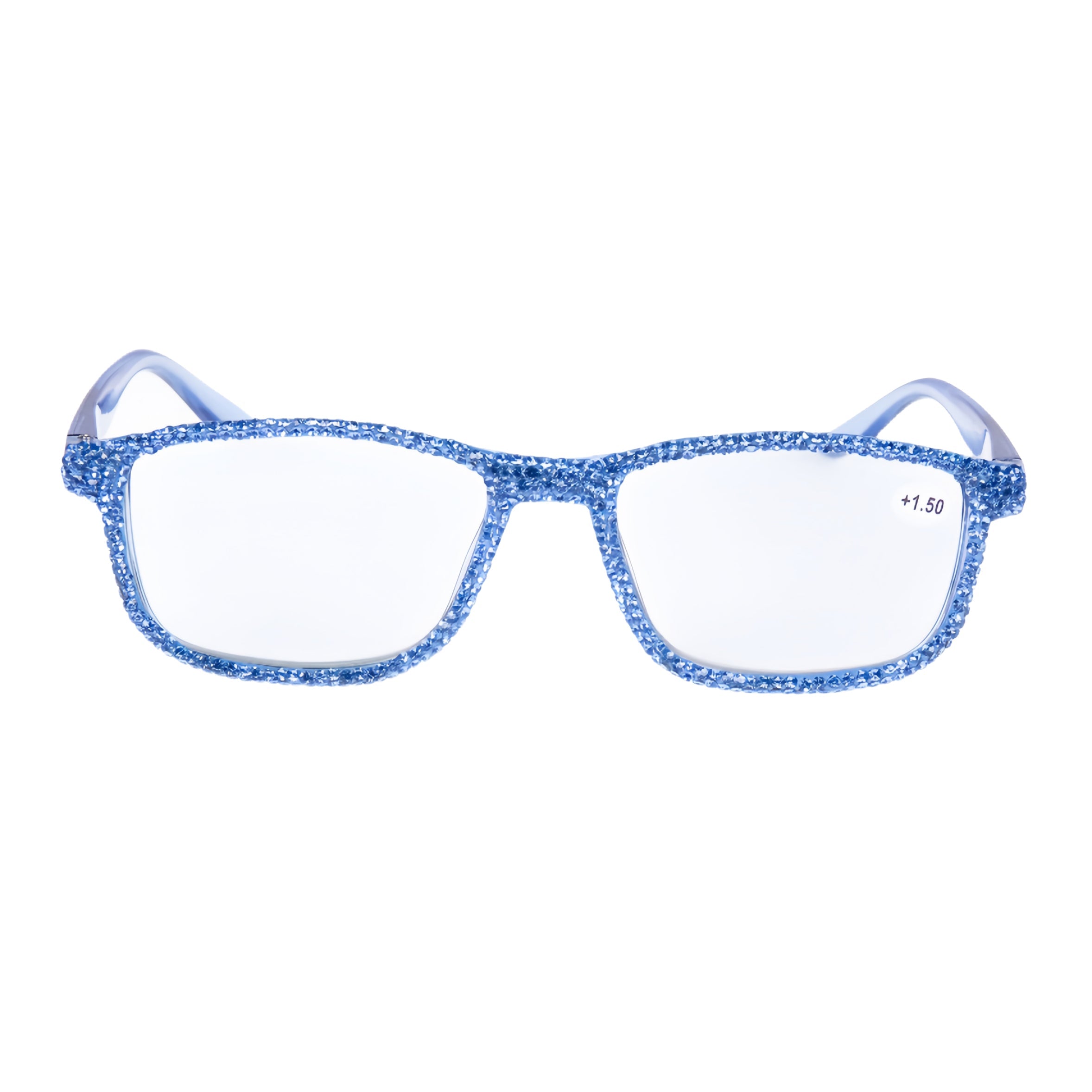 Handmade Rhinestone Rectangle Reader Glasses G0497 - Blue