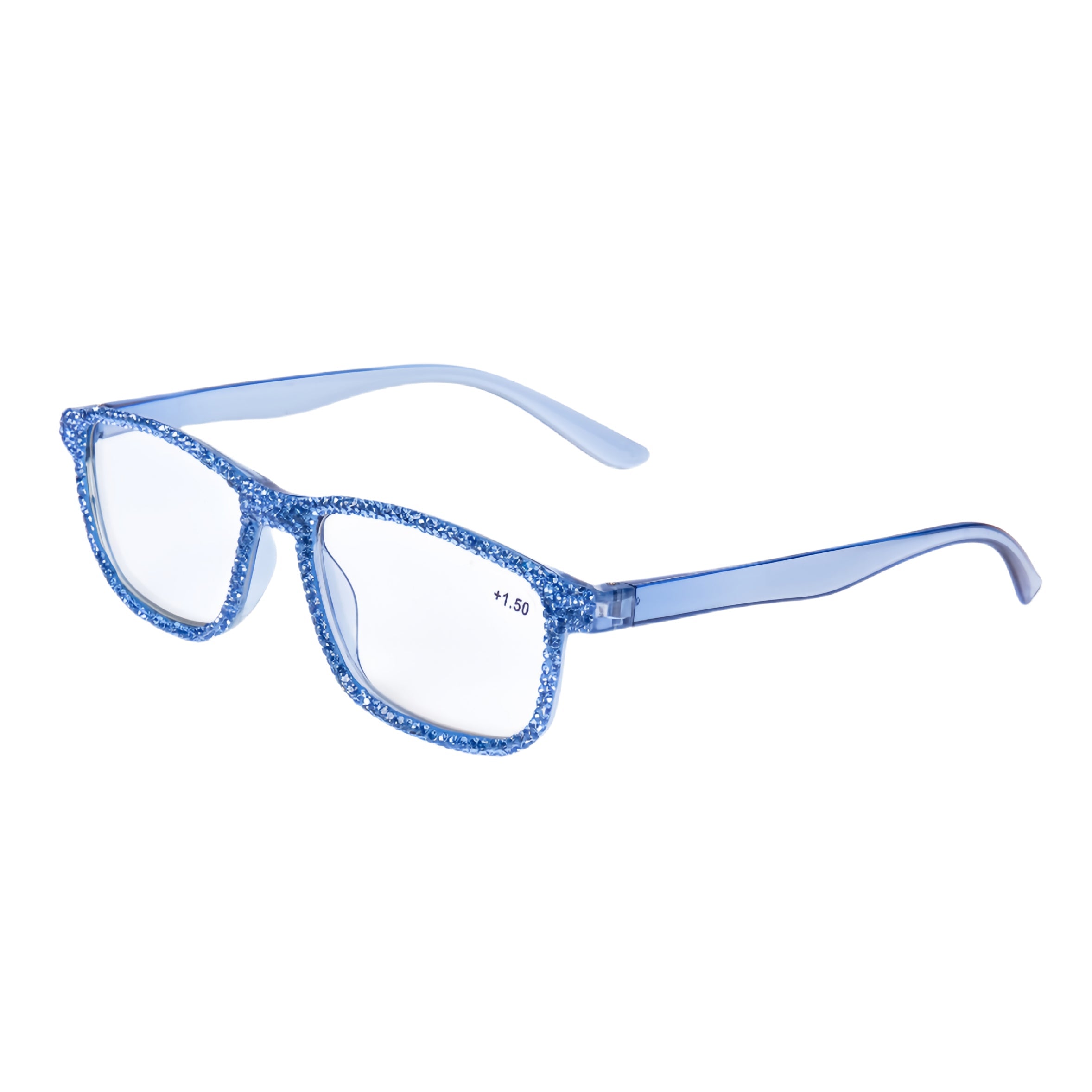 Handmade Rhinestone Rectangle Reader Glasses G0497 - Blue