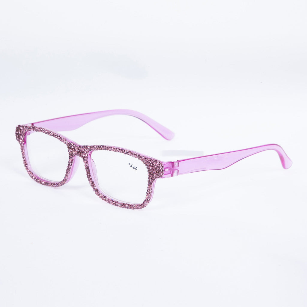 Handmade Rhinestone Rectangle Reader Glasses G0497 - Purple