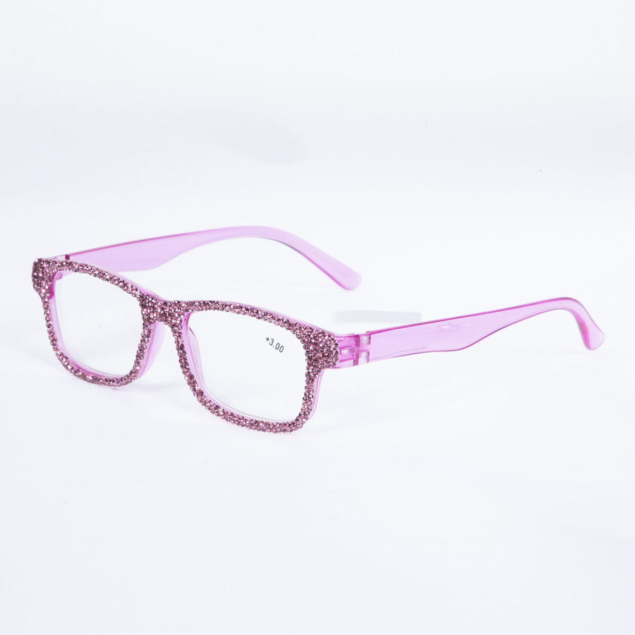 Handmade Rhinestone Rectangle Reader Glasses G0497-Purple