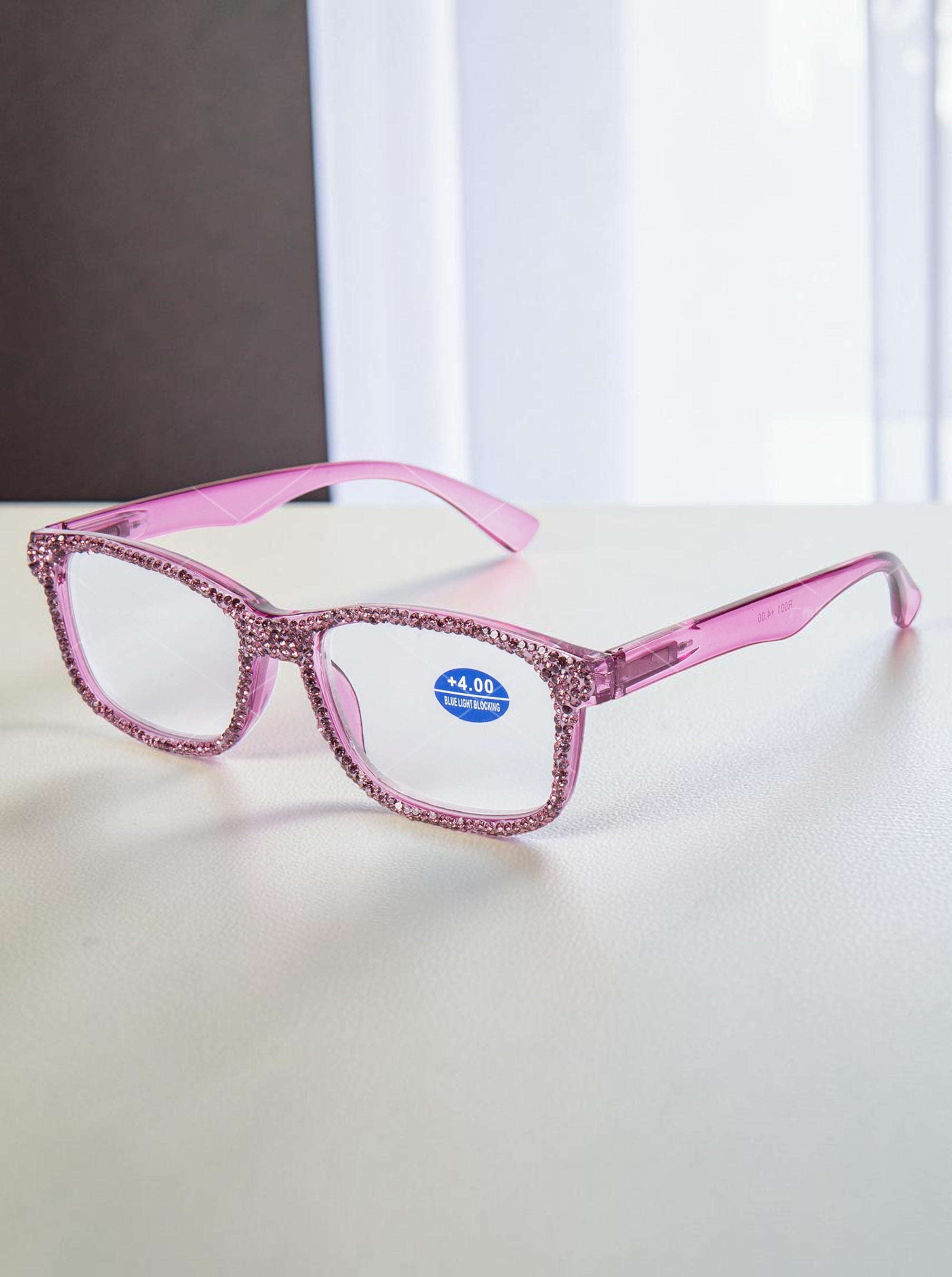 Handmade Rhinestone Rectangle Reader Glasses G0540-Purple