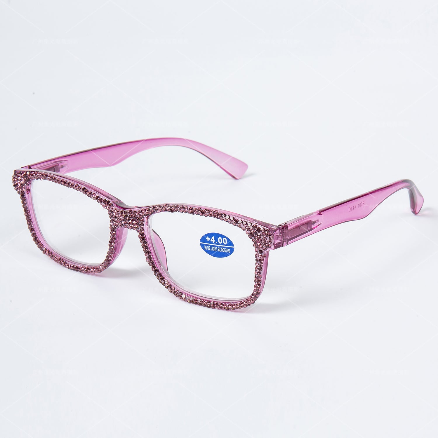 Handmade Rhinestone Rectangle Reader Glasses G0540-Purple