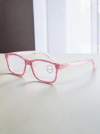 Handmade Rhinestone Rectangle Reader Glasses G0540-Rose Red