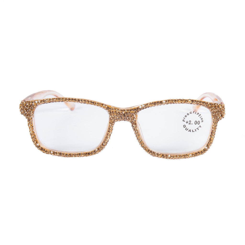 Handmade Rhinestone Rectangle Reader Glasses G0540-Gold