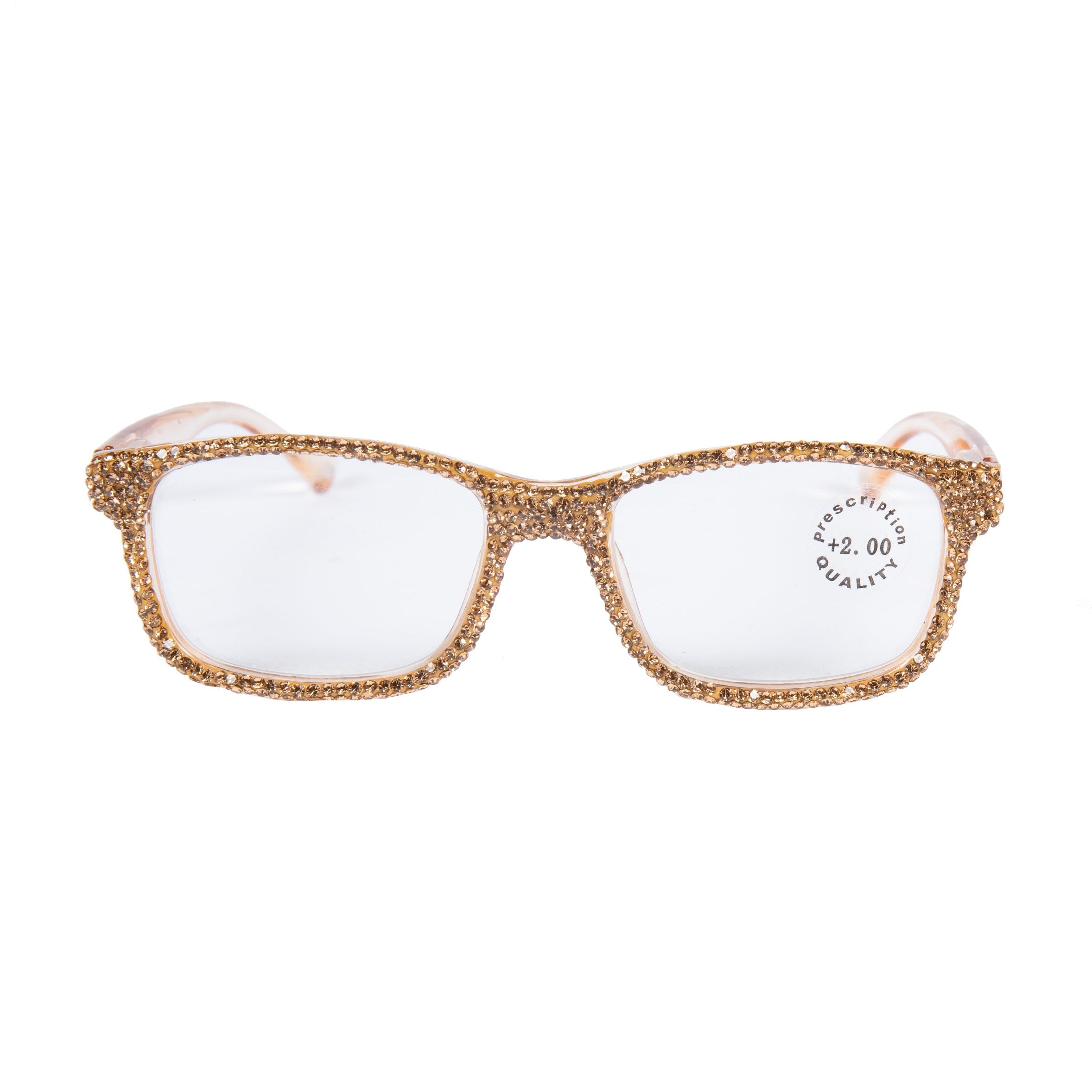 Handmade Rhinestone Rectangle Reader Glasses G0540-Gold