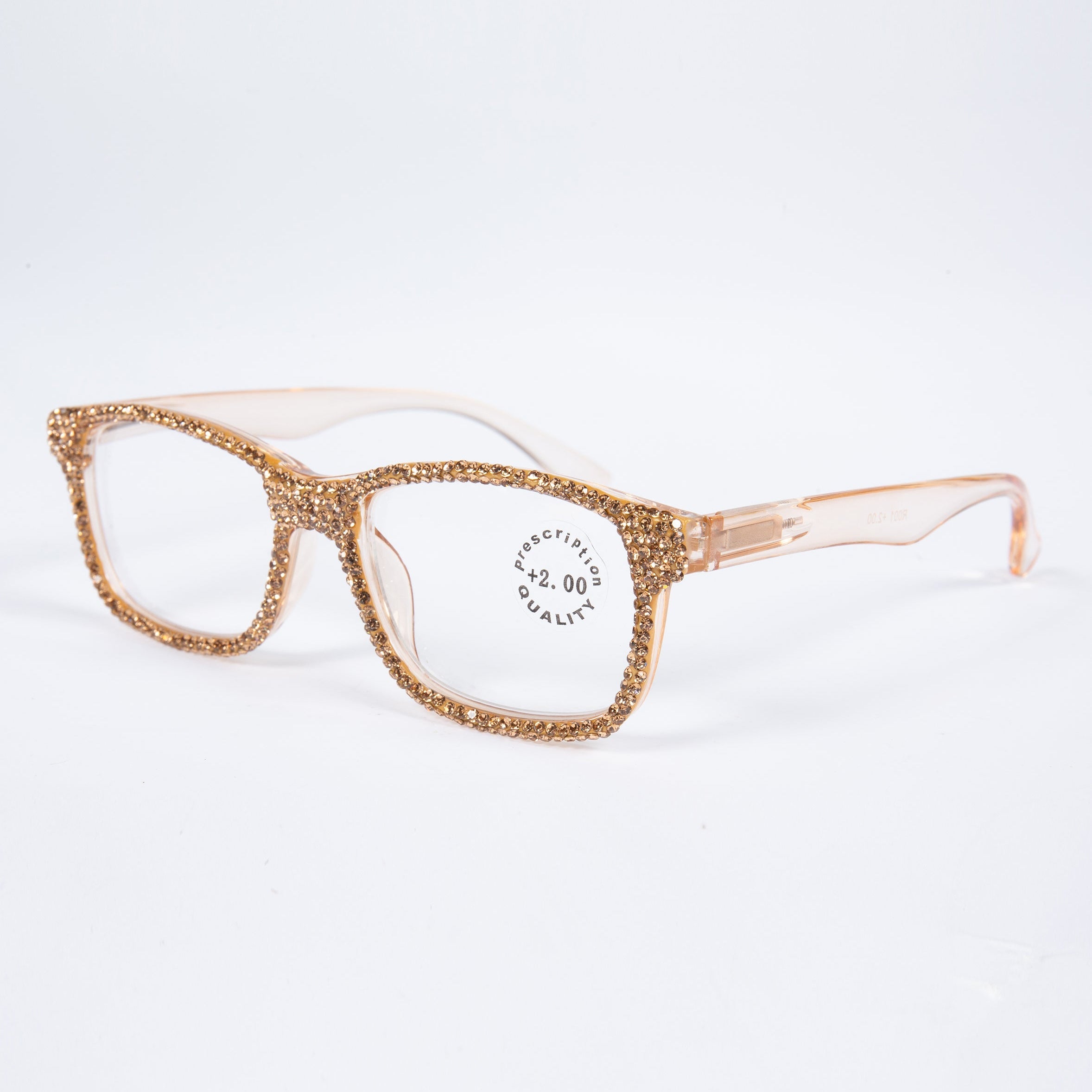 Handmade Rhinestone Rectangle Reader Glasses G0540-Gold