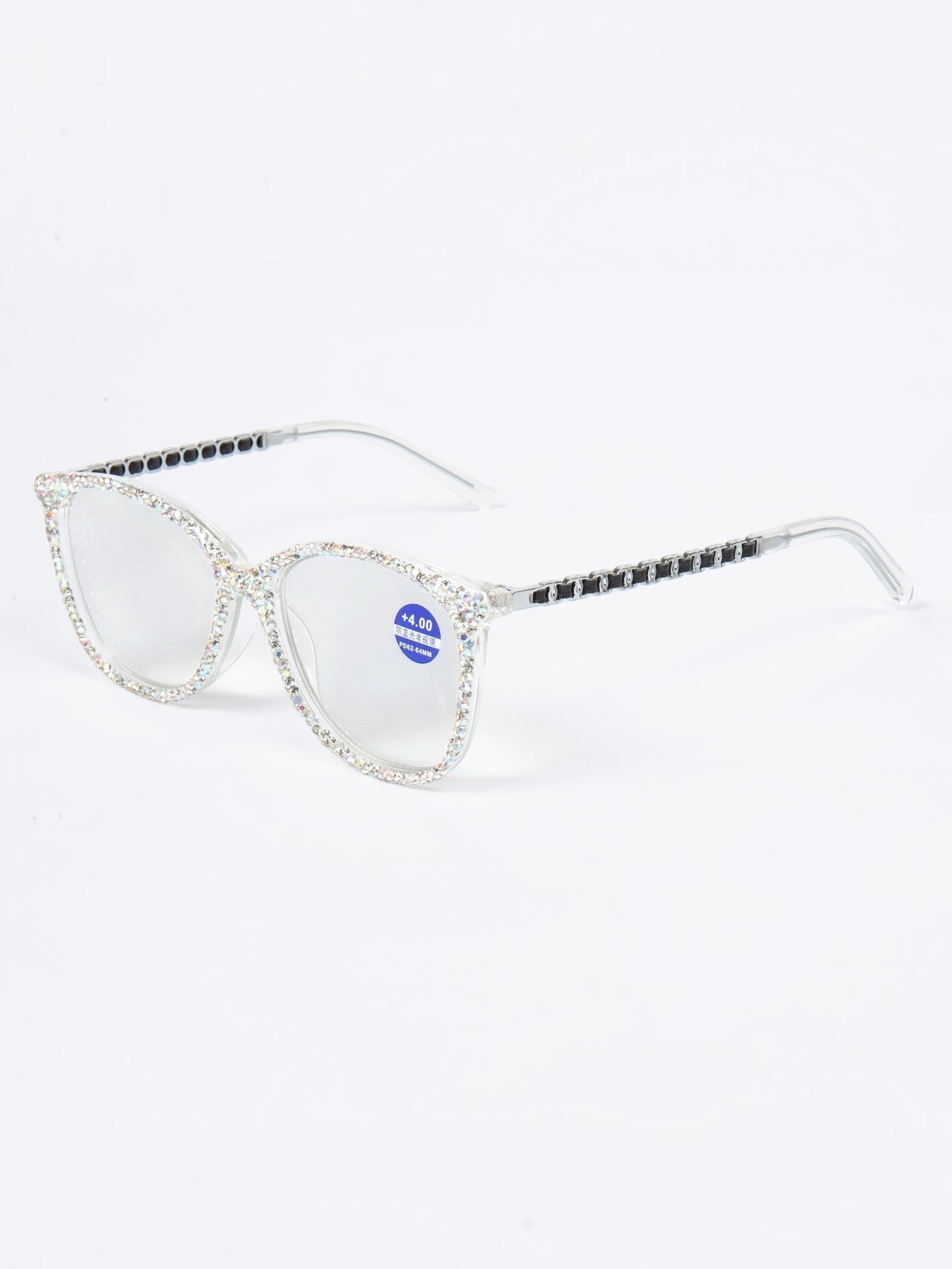 Handmade  Rhinestone Rectangle Reader Glasses G0542 - AB
