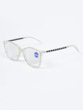 Handmade  Rhinestone Rectangle Reader Glasses G0542 - AB