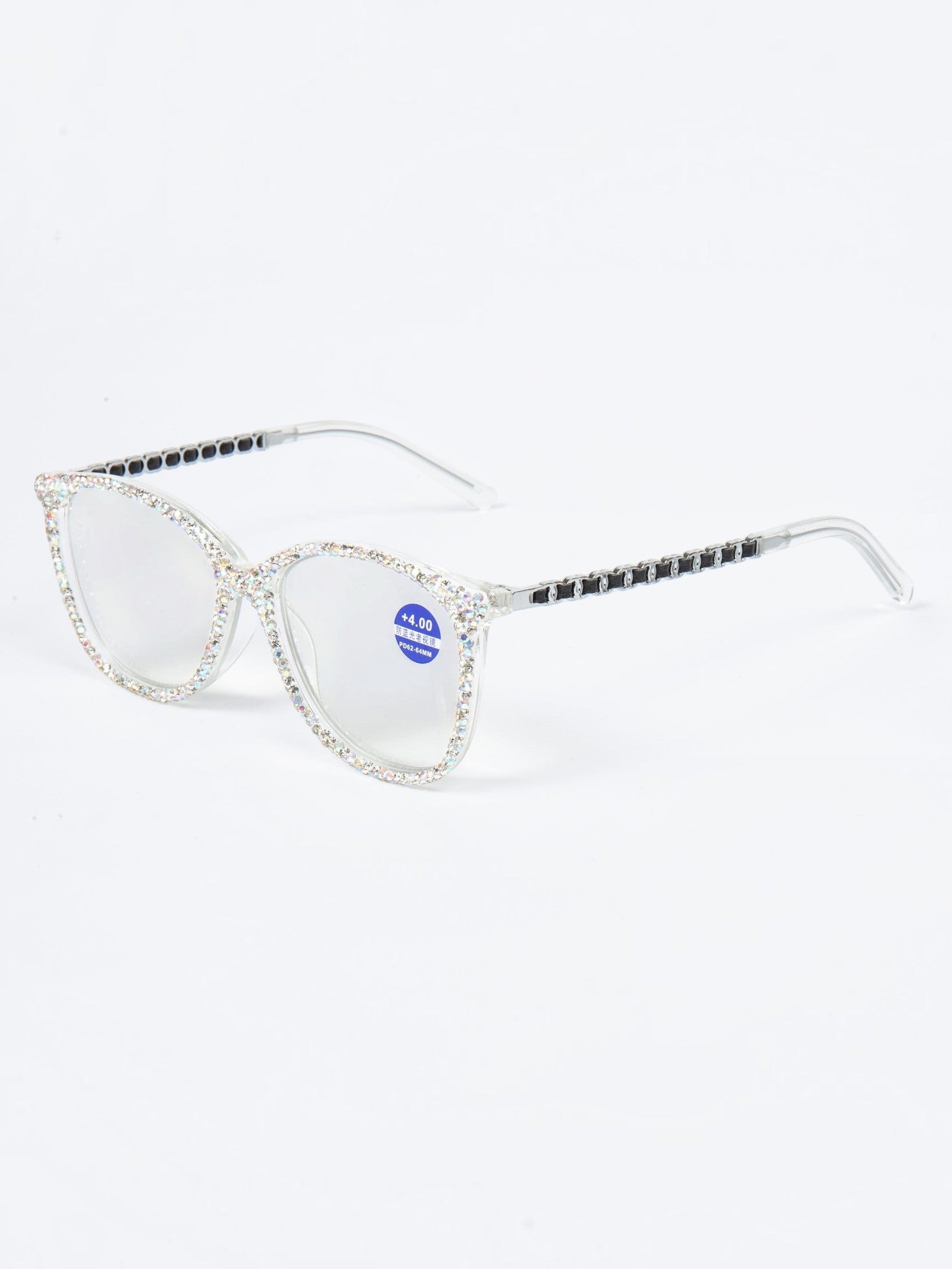 Handmade  Rhinestone Rectangle Reader Glasses G0542 - AB