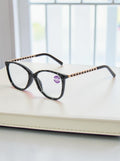 Handmade  Rhinestone Rectangle Reader Glasses G0542 - Black