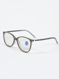 Handmade  Rhinestone Rectangle Reader Glasses G0542 - Grey