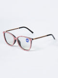 Handmade  Rhinestone Rectangle Reader Glasses  G0542 - Pink
