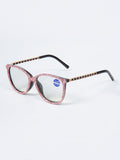 Handmade  Rhinestone Rectangle Reader Glasses  G0542 - Pink