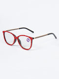 Handmade  Rhinestone Rectangle Reader Glasses  G0542 - Red