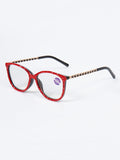 Handmade  Rhinestone Rectangle Reader Glasses  G0542 - Red