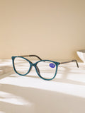 Handmade  Rhinestone Rectangle Reader Glasses G0542 - Blue