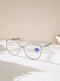 Handmade Rhinestone Rectangle Reader Glasses G0542-Sliver