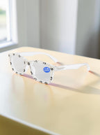 Handmade Rhinestone Rectangle Reader Glasses G0559-White