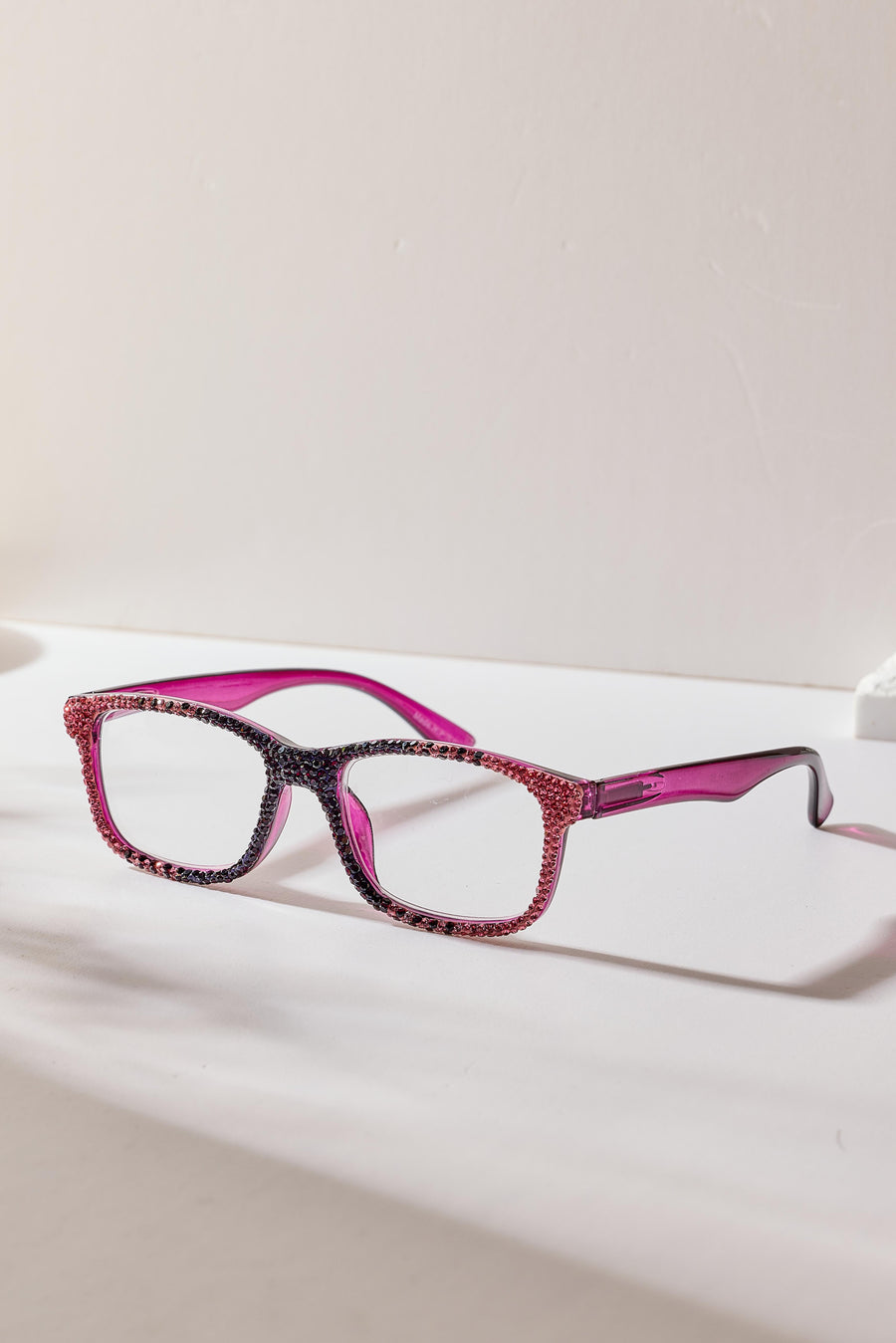 Handmade Rhinestone Rectangle Reader Glasses G0570-Purple