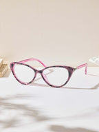 Handmade Rhinestone Cat Eye Reader Glasses G0574-Purple