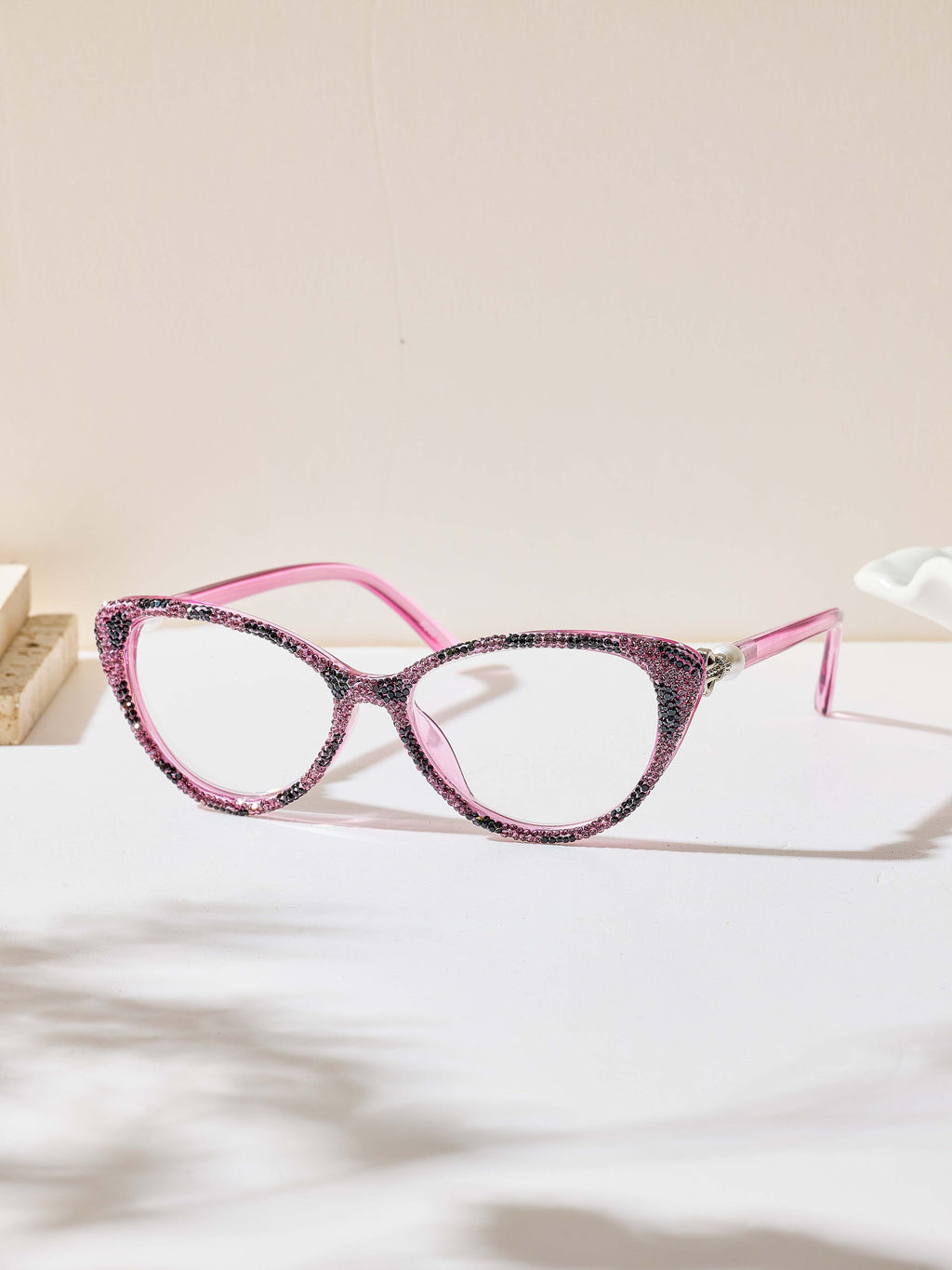 Handmade Rhinestone Cat Eye Reader Glasses G0574-Purple