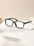 Handmade Rhinestone Rectangle Reader Glasses G0575-Black-AB