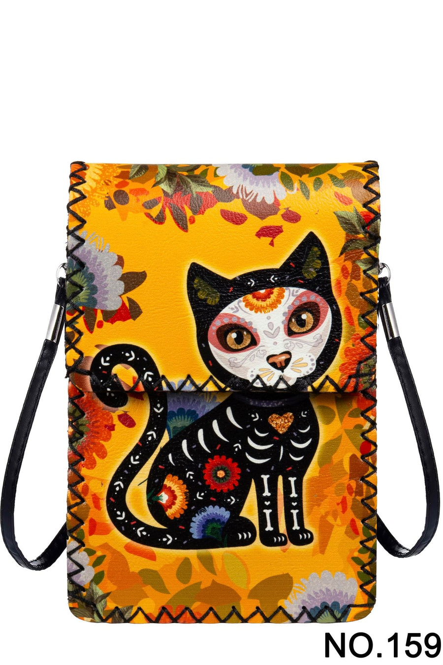 Dia De Los Muertos Cat Printed Crossbody HB0580 - No. 159