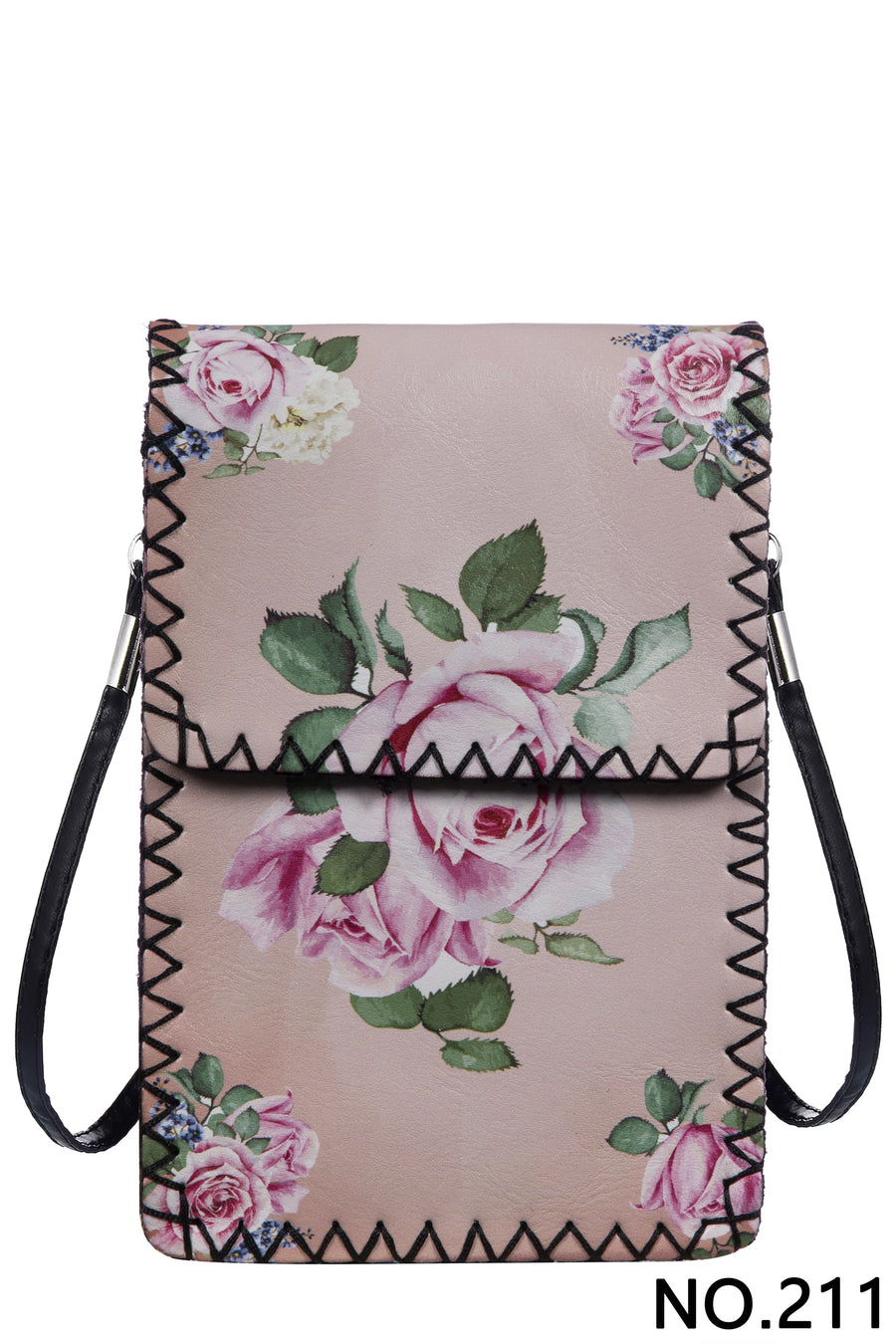 Rose Print Hand-Stitched Crossbody Bag HB0580 - No. 211