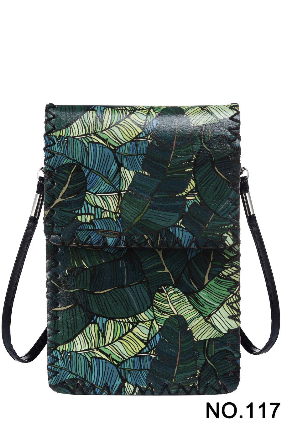 Leaves Print Hand-Stitched Crossbody Bag HB0580-117
