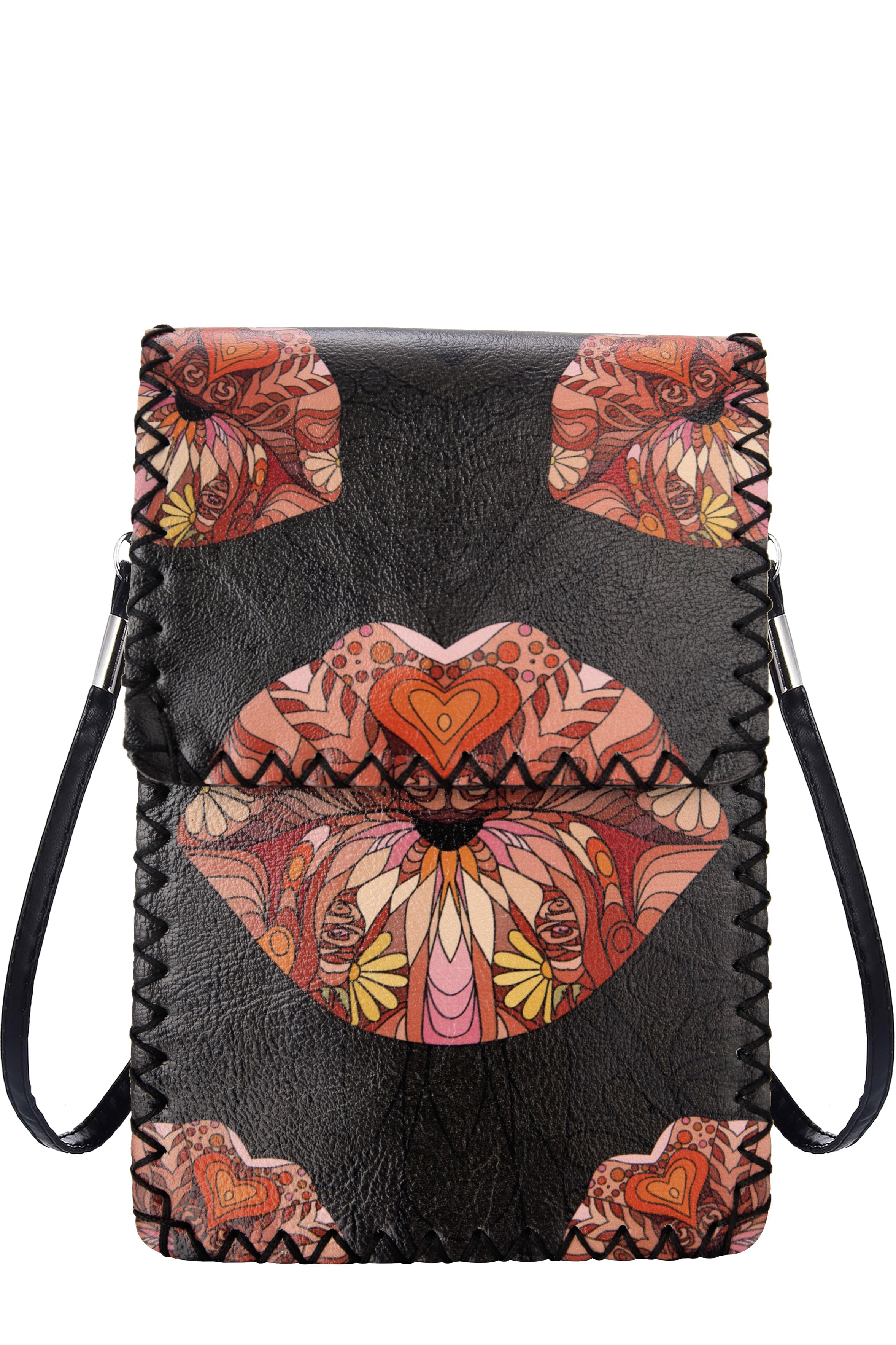Lips Print Crossbody Bag HB0580 - NO.132 BK