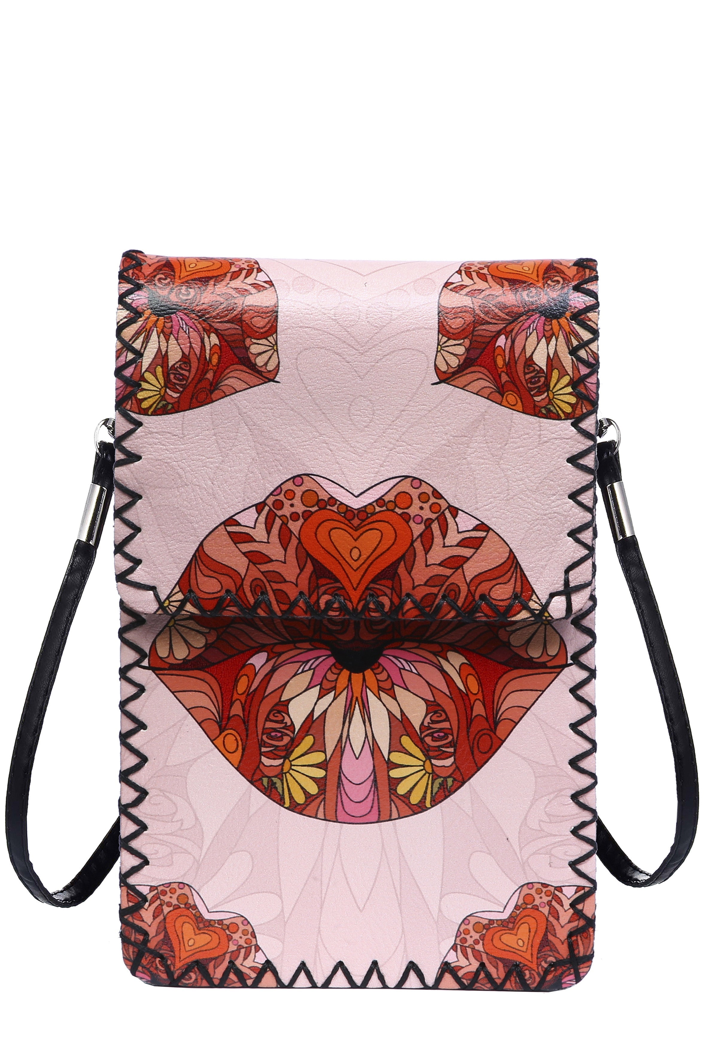 Lips Print Crossbody Bag HB0580 - NO.132 BK