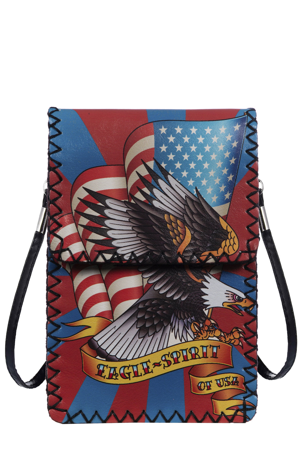 American Eagle Print Hand Stitch Crossbody Bag HB0580-NO.210