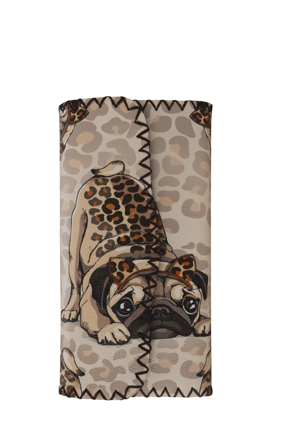 Playful Pug Print Hand-Stitched Wallet HB0582 - No. 148