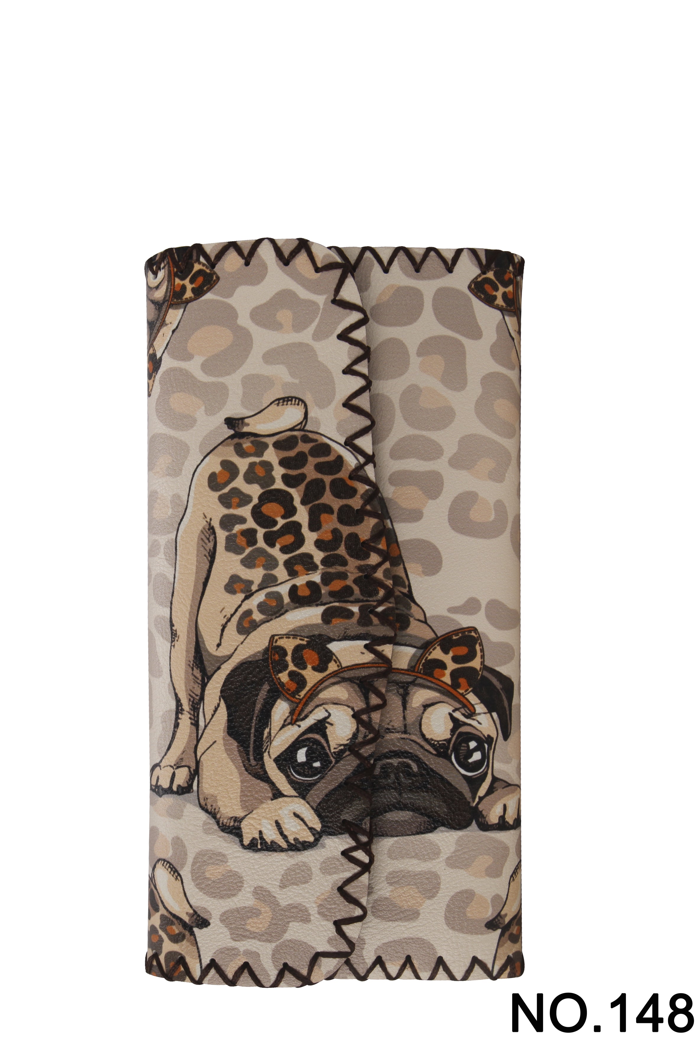 Playful Pug Print Hand Stitch Wallet HB0582 - NO.148